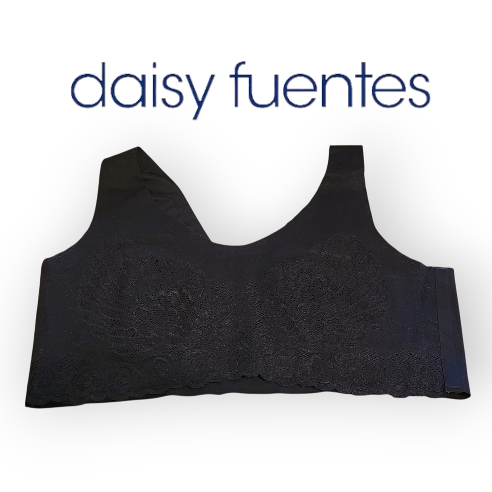 Daisy Fuentes Women's Large Black Lace Comfort Bra